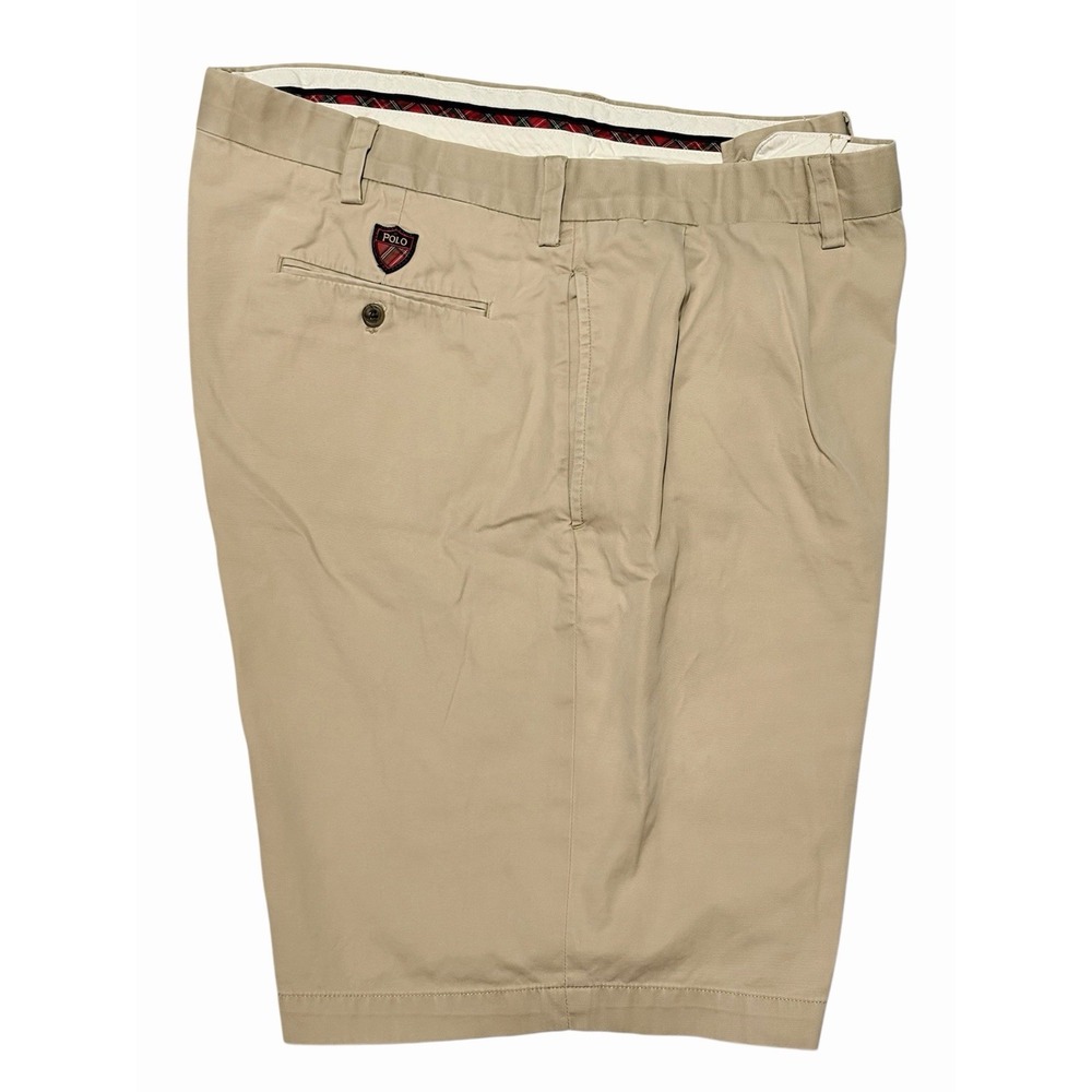 Polo Golf Ralph Lauren Fairway Double Pleat Shorts 38 Khaki Crest Plaid VTG 90s